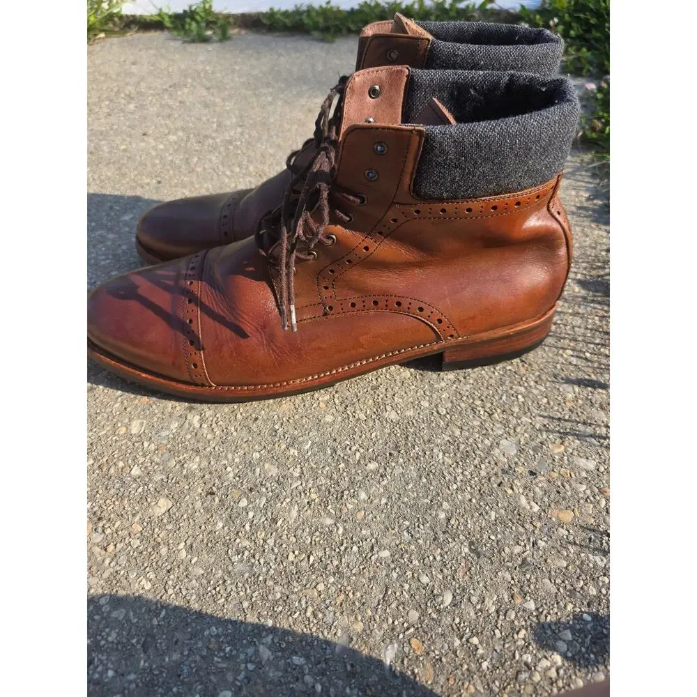 Warfield & Grand Grady Men's Size 13 Brown Leather Brogue Cap Toe Boots